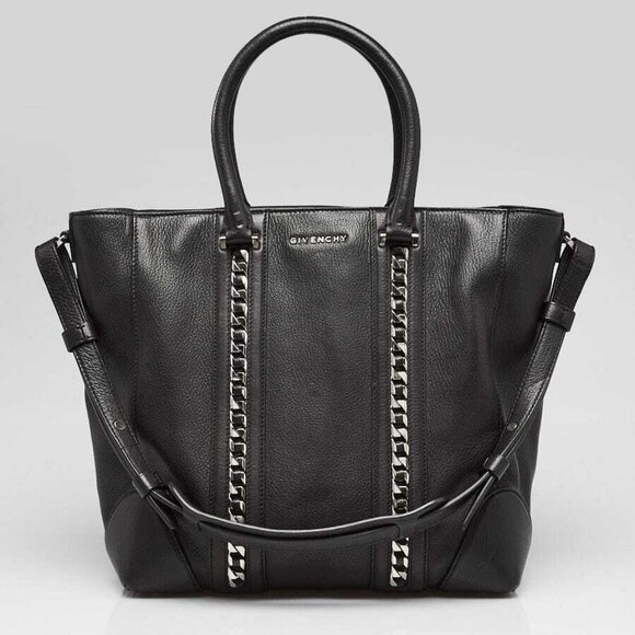 Givenchy Black Lambskin Leather Medium Lucrezia Tote Bag - Picture 1 of 12